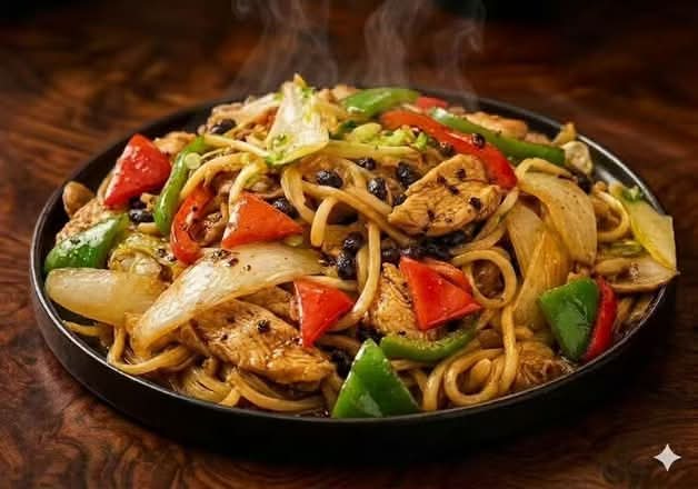 Y4. Spicy panfried chicken pasta 豉椒鸡肉炒意粉